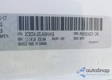 2018 Dodge Charger Gt Awd из США, поврежденный, VIN 2C3CDXJG5JH201416